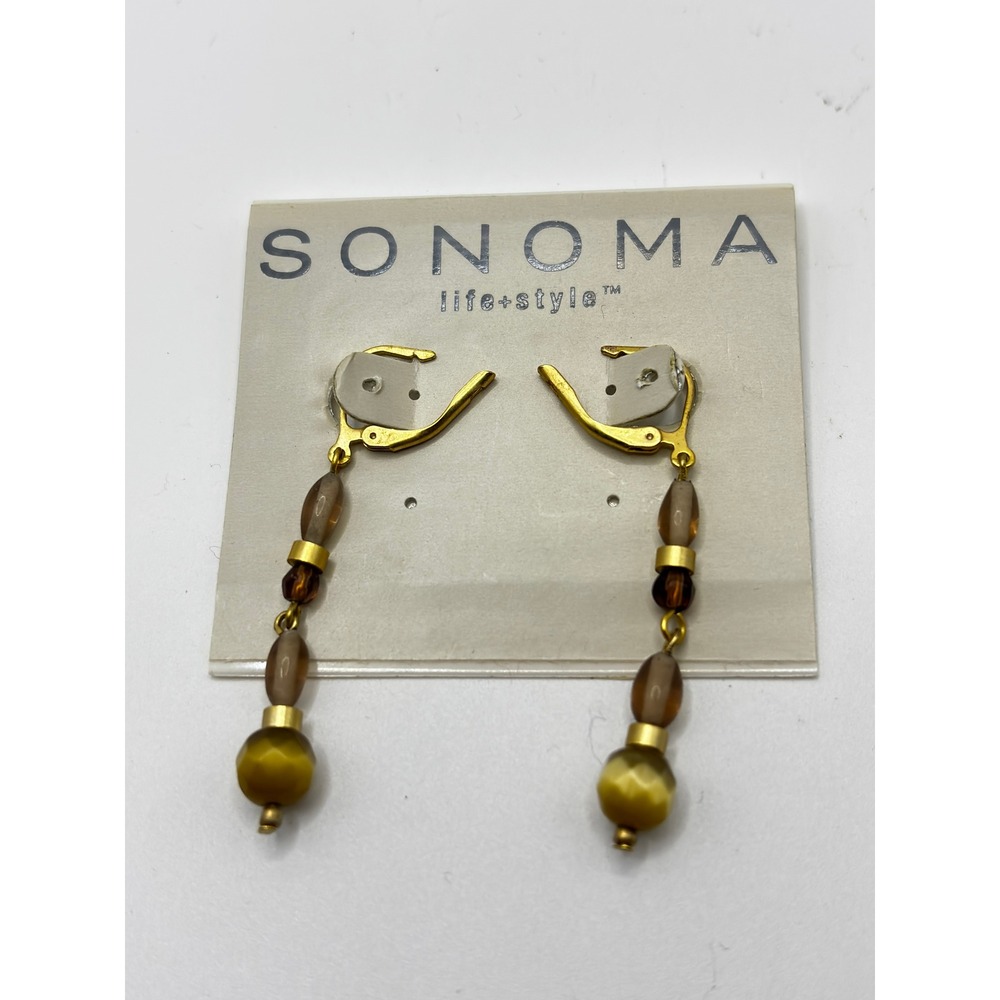 Sonoma Drop Earrings Womens OS Brown Gold Tone Beaded Lever Back Dangle